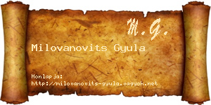 Milovanovits Gyula névjegykártya